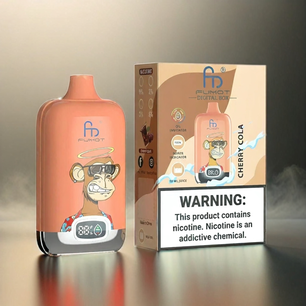 Fumot Tornado Digital Box 12000 Puffs France Grosiste 20ml E-Liquid Mesh Coil Vape Cerise Cola
