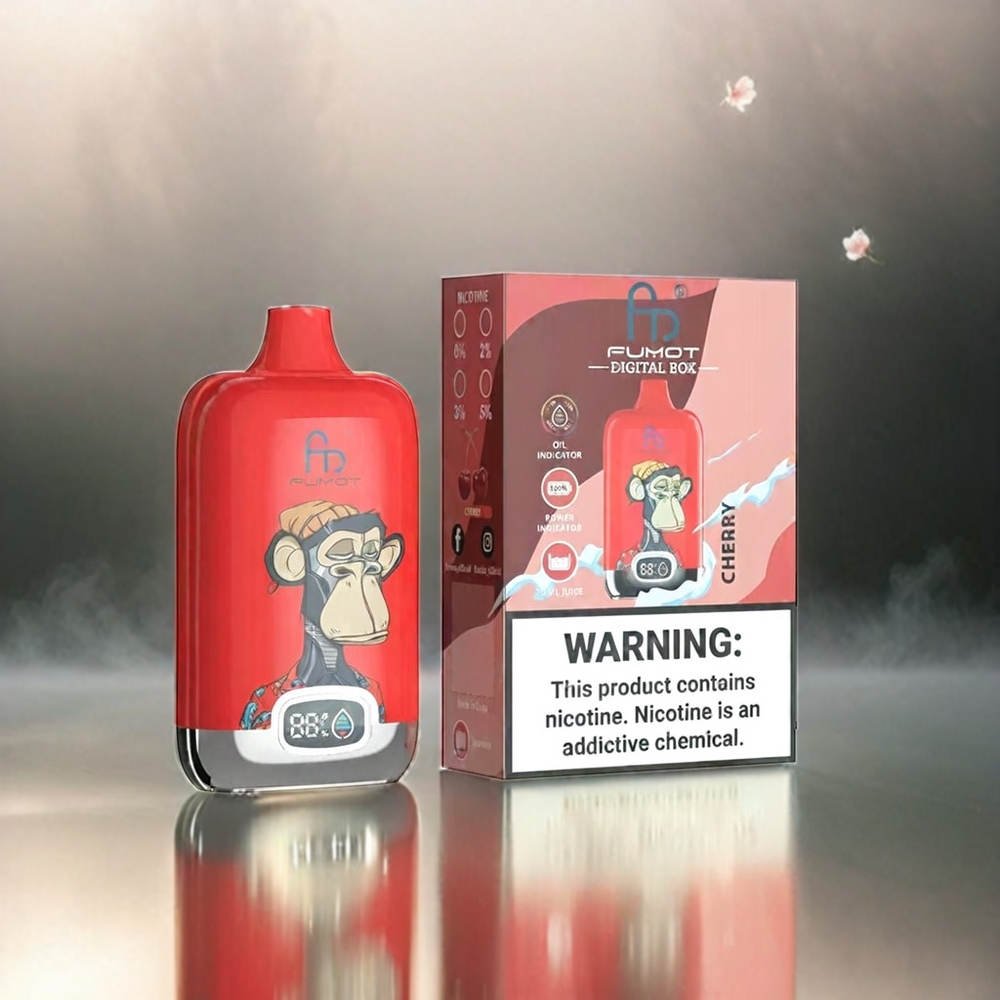 Fumot Tornado Digital Box 12000 Puffs France Grosiste Avec Cerise (Cherry) et Bobine Mesh
