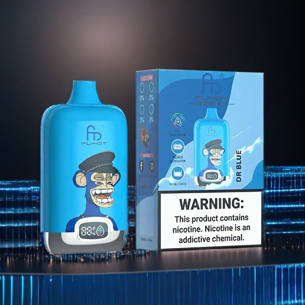 Fumot Tornado Digital Box 12000 Puffs France Grosiste - Boîte Numérique Avec Batterie 550mAh et 20ml E-Liquid, MTL, Dr. Bleu (bobine de maille)