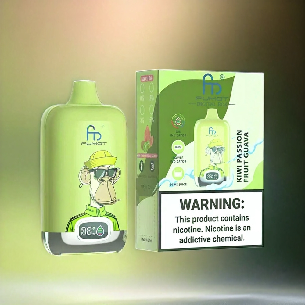 Fumot Tornado Digital Box 12000 Puffs France Grosiste Kiwi Fruit de la Passion Goyave