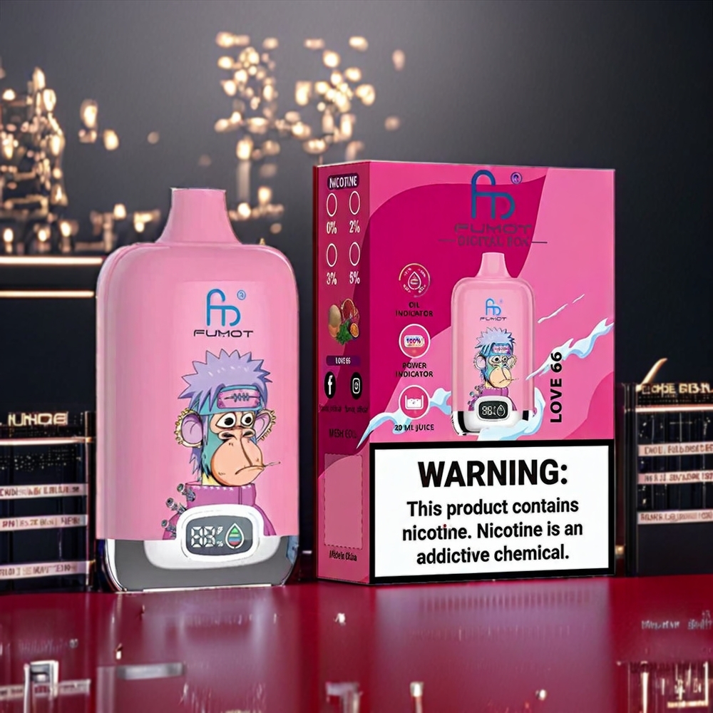 Fumot Tornado Digital Box 12000 Puffs Vape Love 66 France Grosiste Avec Batterie Rechargeable 550mAh ET Type-C 20ml E-liquide