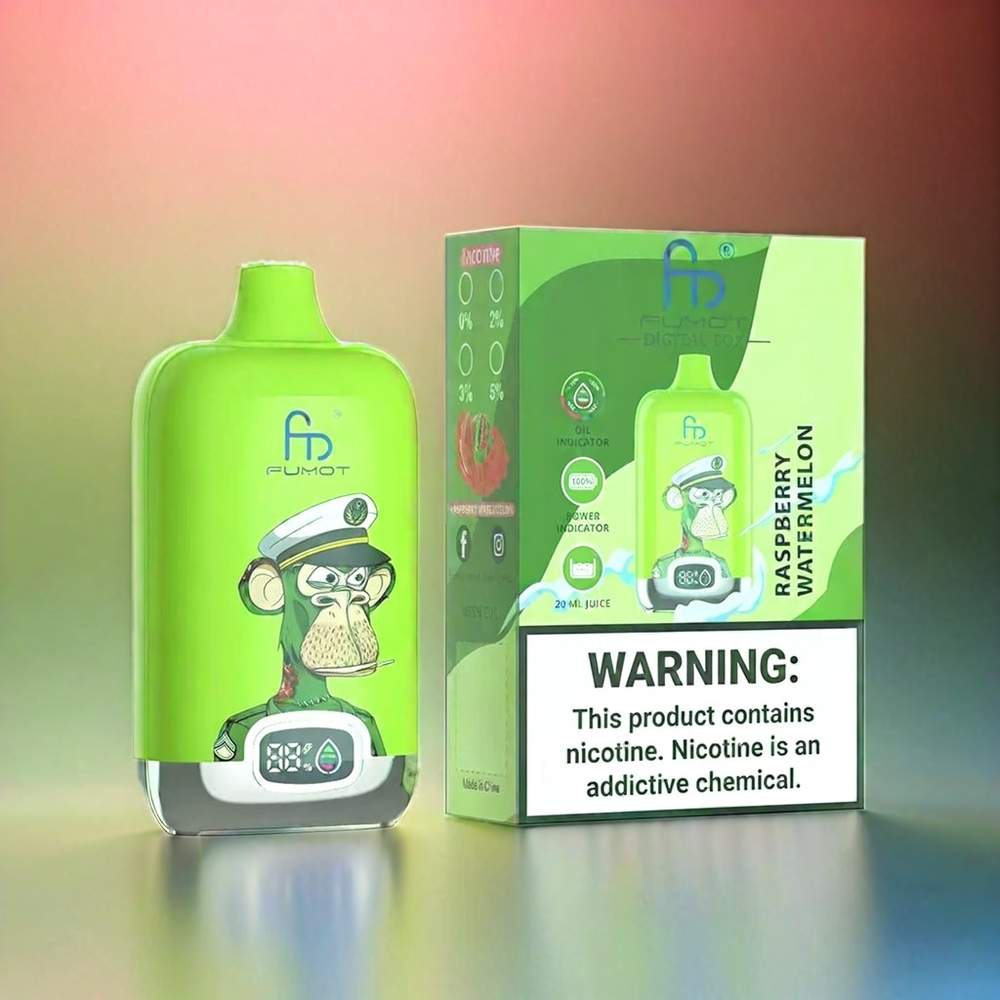 Fumot Tornado Digital Box France Grosiste 12000 Puffs Vape Framboise Pastèque