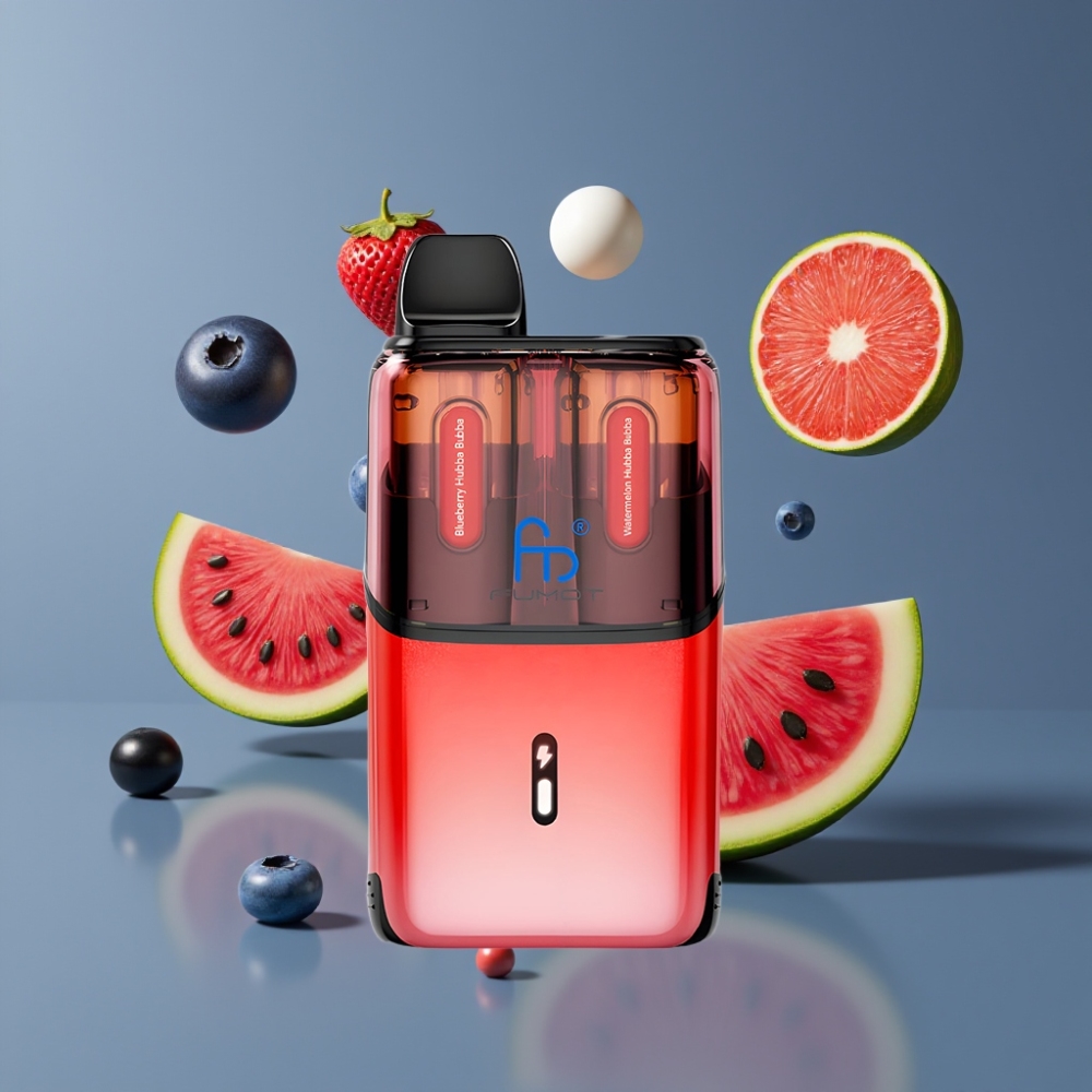 Fumot Ultra T32000 France Grossiste - 32000 Puffs, Batterie 800mAh, E-Liquide 24ml, Charge Rapide Type-C, Myrtille Hubba Bubba & Pastèque Hubba Bubba