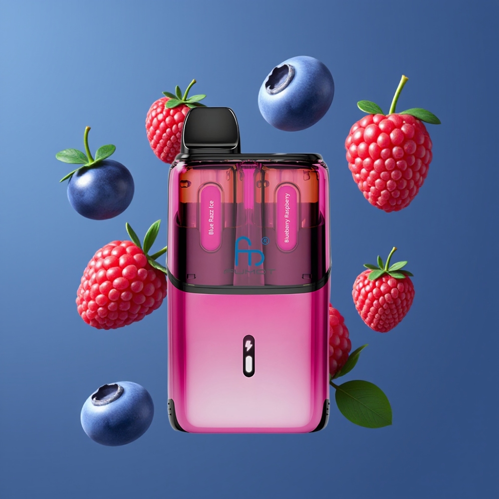 Fumot Ultra T32000 Vape Jetable France Grossiste - 32000 Puffs, 800mAh, 24ml, Charge Rapide Type-C, 20mg, Mesh Avancé, Bleu Framboise Glace & Myrtille Framboise