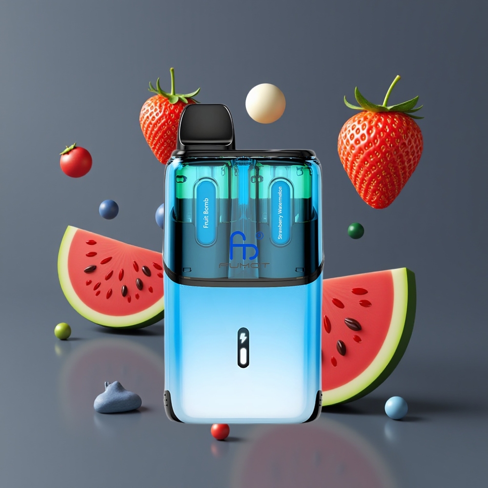 Fumot Ultra T32000 Vape Jetable France Grossiste - 32000 Puffs, 800mAh, 24ml, Charge Type-C, Bombe de Fruits & Pastèque-Fraise