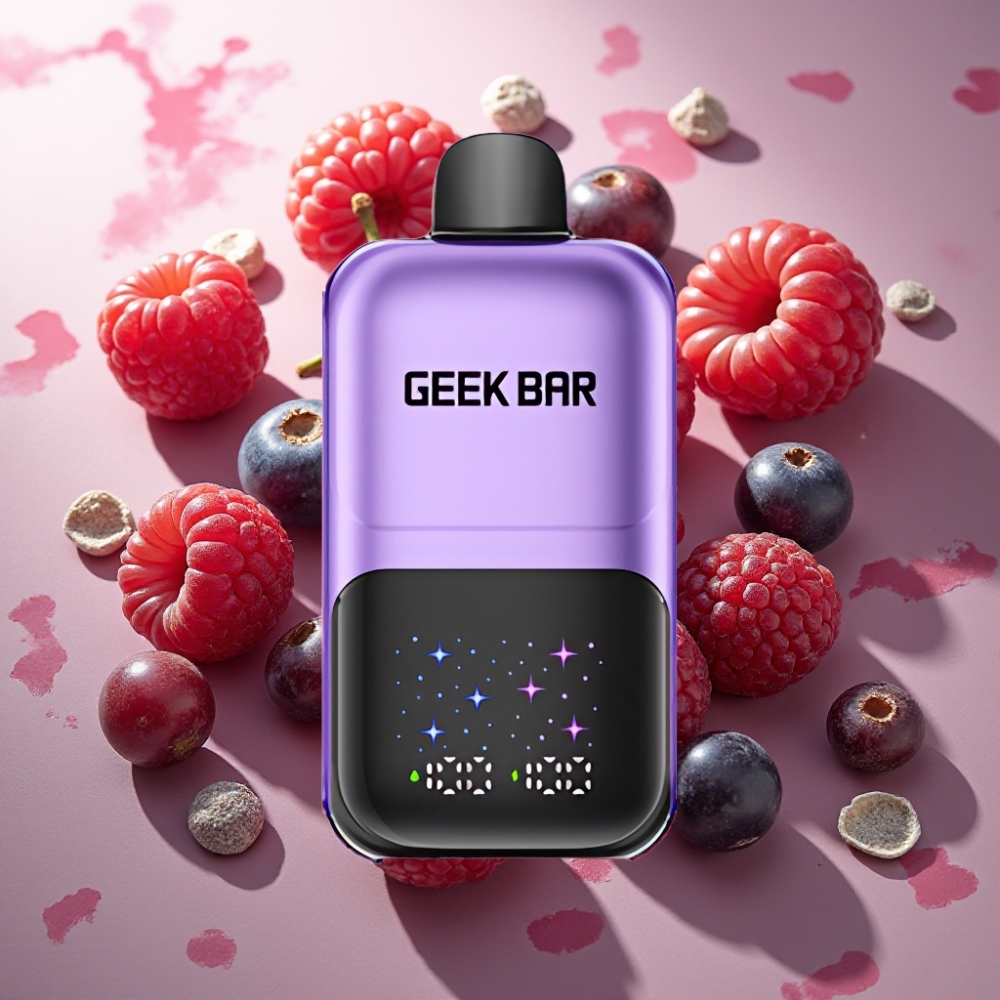 GEEKBAR 2GO 20ml 50000 Puffs France grossiste - Double Réservoir, Écran Interactif, Saveurs Réglables, Raisin & Framboise