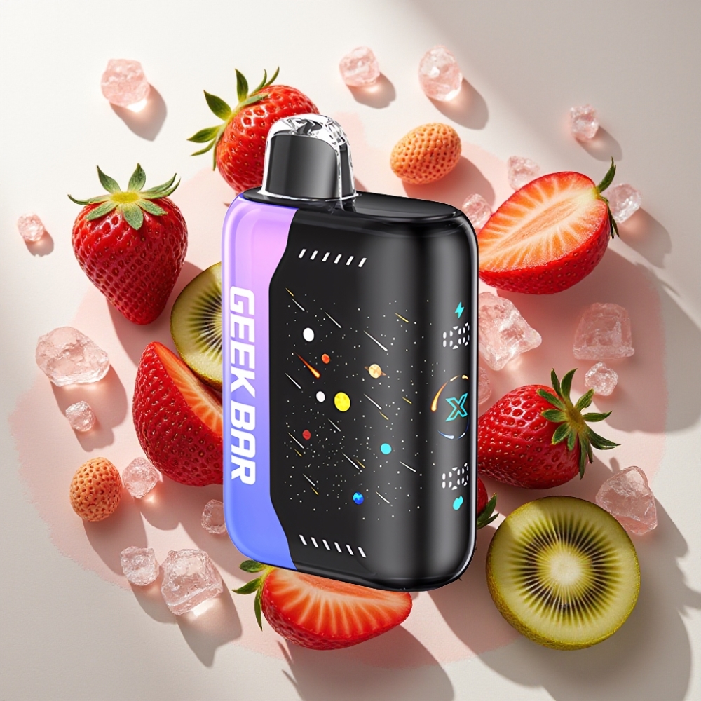 GEEKBAR Pulse X 42K Puffs Meteor Edition Fraise Kiwi Glacé France grossiste avec MTL 42K Puffs, DTL 30K Puffs, Écran Courbé 3D et Double Mesh Coil