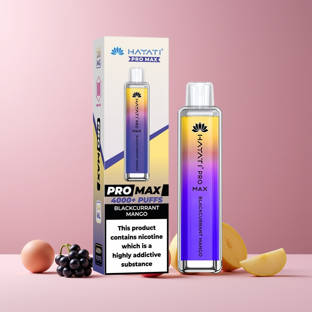 Hayati Pro Max 4000 Puffs France Grossiste - Double Mêche 1.1 Ohm, Batterie Rechargeable 1400mAh, Cassis Mangue