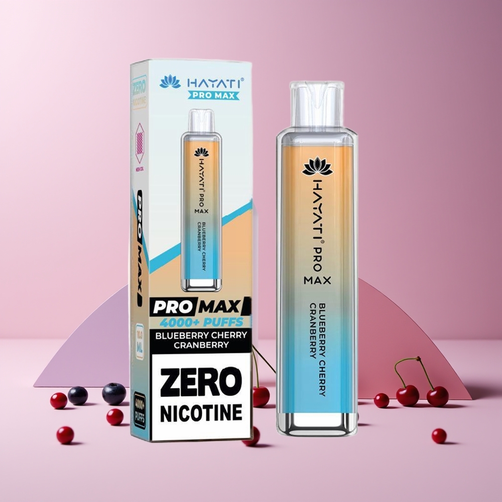 Hayati Pro Max 4000 Puffs France Grossiste - E-Cigarette Jetable Rechargeable avec Double Bobine Mesh 1.1 Ohm, Batterie 1400mAh, LED Cristal (Myrtille Cerise Canneberge)