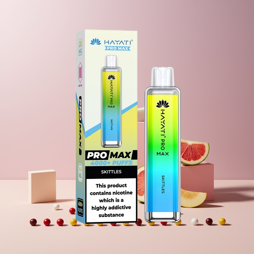 Hayati Pro Max 4000 Puffs France Grossiste - E-Cigarette Jetable Rechargeable avec Double Bobine Mesh 1.1 Ohm, Batterie 1400mAh et Apparence Cristal (Arcs-en-Ciel)