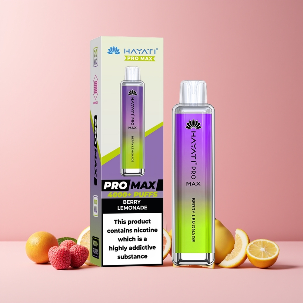 Hayati Pro Max 4000 Puffs France Grossiste - E-cigarette Jetable Rechargeable avec Double Bobine Mesh 1.1 Ohm, Batterie 1400mAh, et Arôme Baie Citronnée