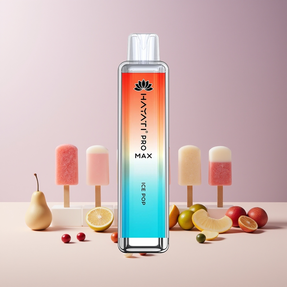 Hayati Pro Max 4000 Puffs France Grossiste - E-liquide 2% ou 5%, Double Bobine Mesh 1.1 Ohm, Batterie 1400mAh Rechargeable, Apparence Cristal, Saveur Ice Pop (Glace Fruitée)