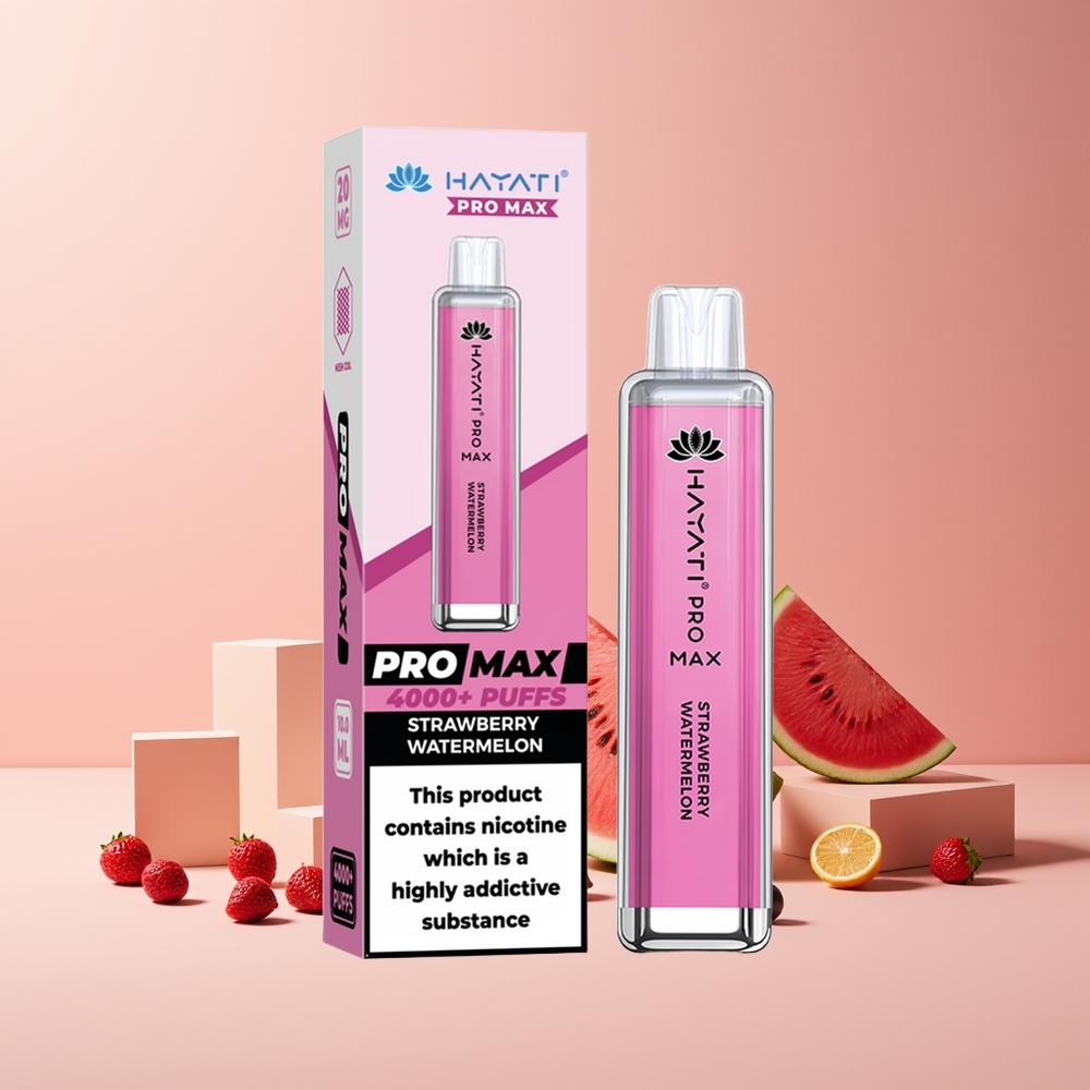 Hayati Pro Max 4000 Puffs France Grossiste - E-liquide Fraise Pastèque, 2%/5% Nicotine, 1400mAh, Rechargeable, 2ml/10ml, TPD