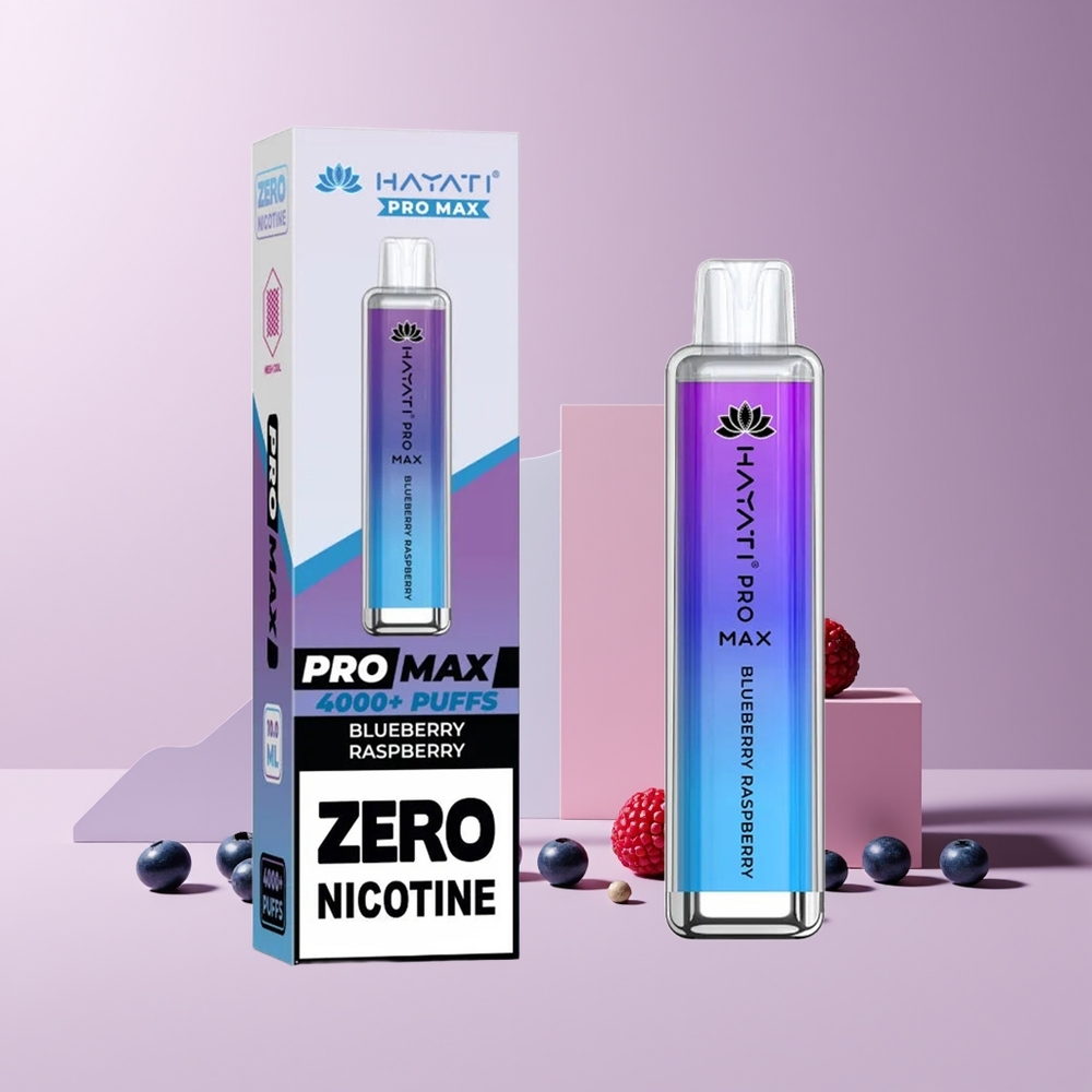 Hayati Pro Max 4000 Puffs France Grossiste - E-liquide Myrtille Framboise, 2%/5% Nicotine, Batterie 1400mAh Rechargeable, Double Bobine Mesh 1.1 Ohm, LED Cristal