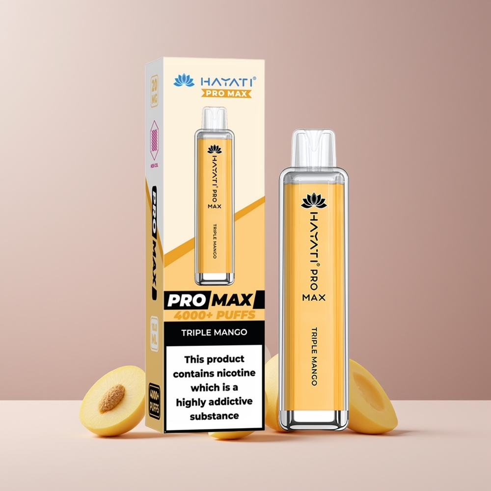 Hayati Pro Max 4000 Puffs France Grossiste - Triple Mangue, Rechargeable, 1400mAh, 2ml/10ml, TPD