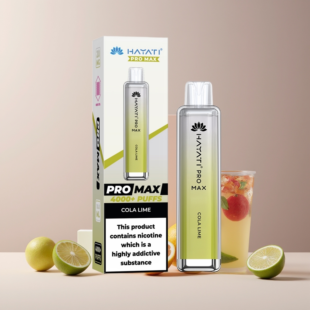 Hayati Pro Max 4000 Puffs France Grossiste - Vape Jetable Rechargeable avec Batterie 1400mAh et Double Bobine Mesh 1.1 Ohm, Cola Citron Vert