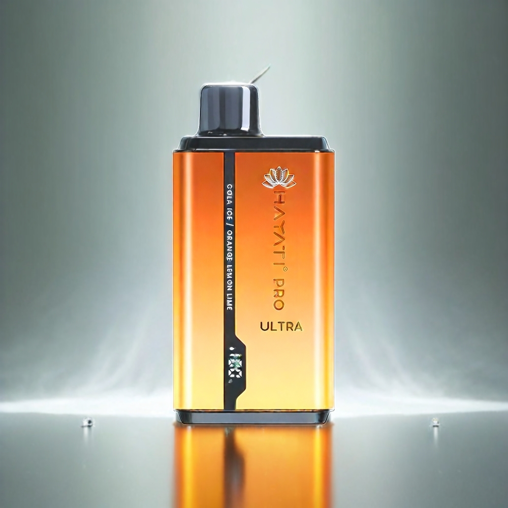 Hayati Pro Ultra 15000 Puffs France Grosiste - 2 12 ml e-liquide, 2% de nicotine, Saveur Cola Glace Orange Citron Vert
