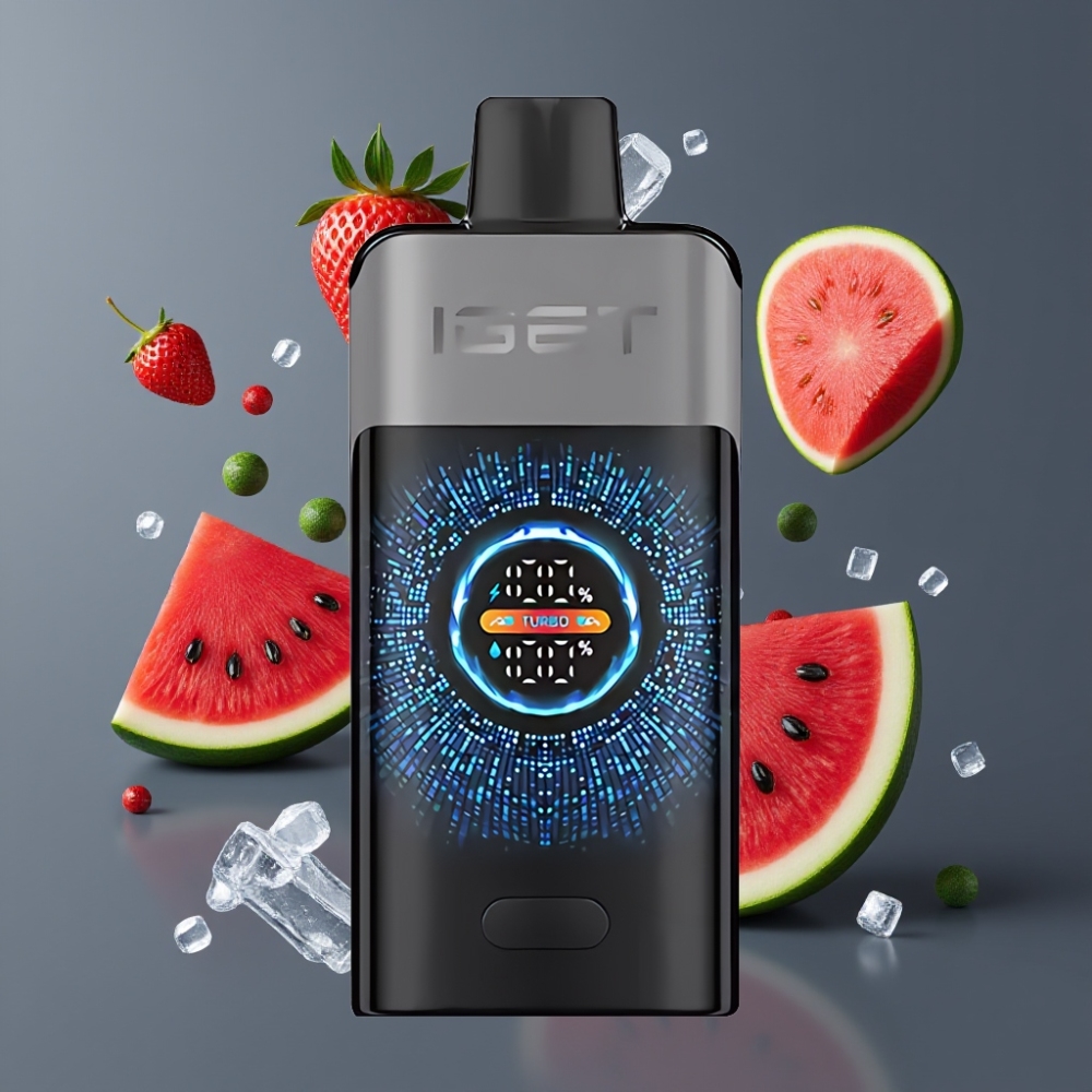 IGET ONE 12000 Puffs France Grossiste - E-liquide Fraise Pastèque Glacée, 2700 mAh, Écran Courbé, 0.6 ohm Double Mesh
