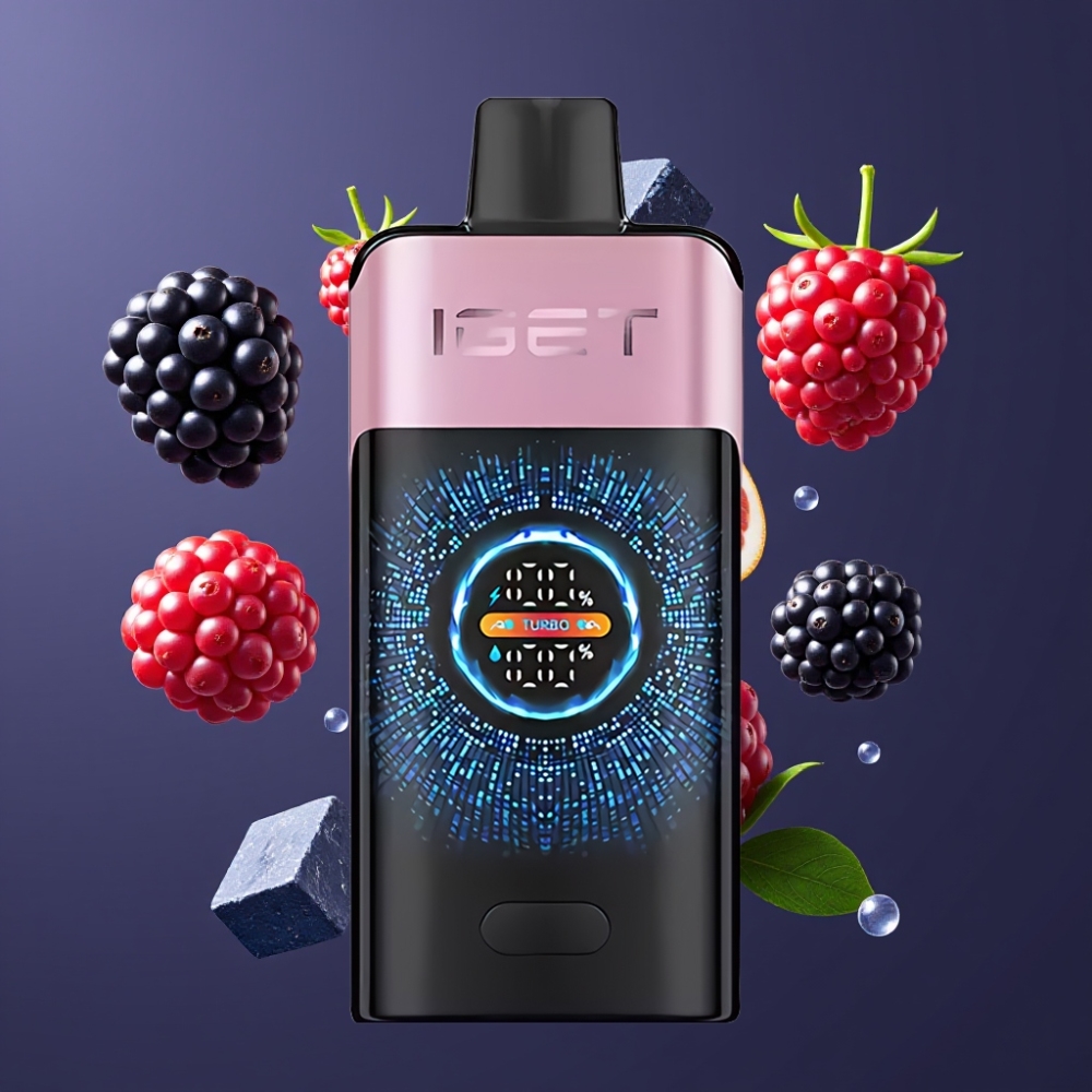 IGET ONE 12000 Puffs France Grossiste - Mode Turbo 9000 Puffs, Ecran Courbe, Batterie 2700 mAh, Mûre Glacée