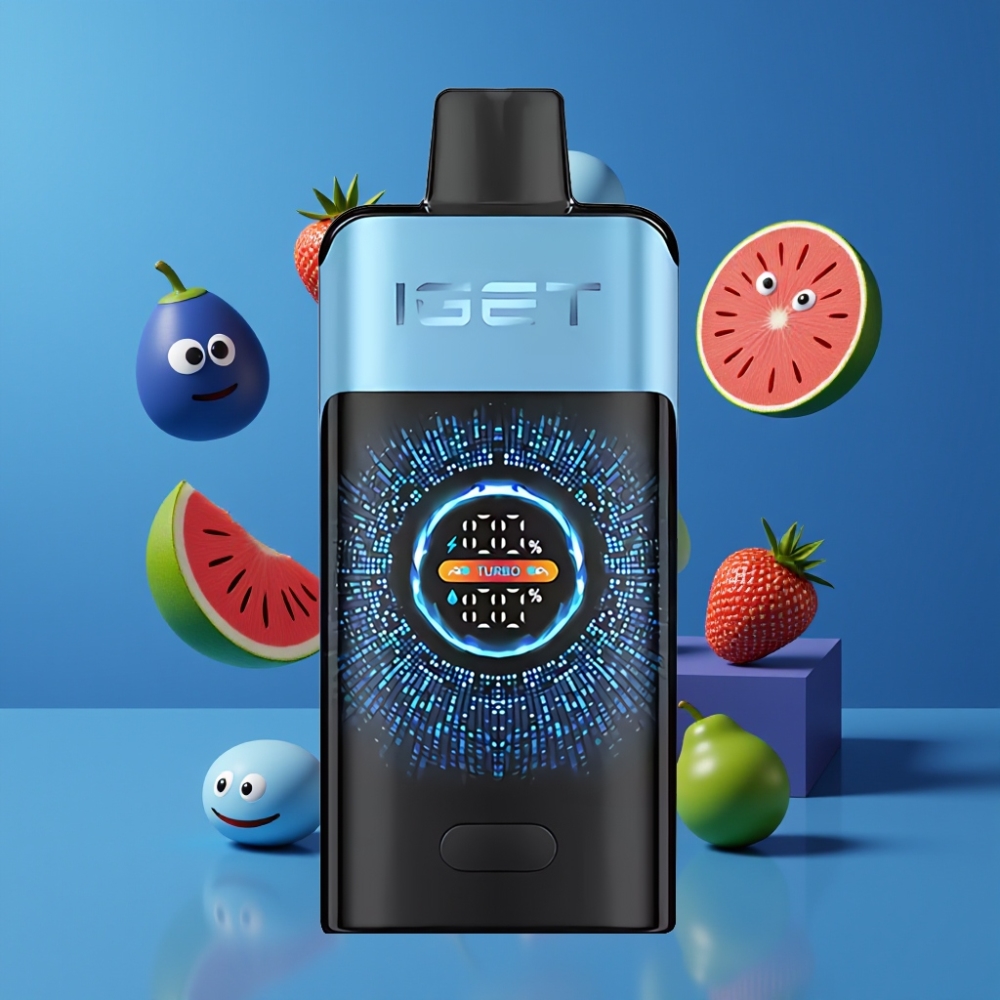 IGET ONE 12000 Puffs France Grossiste - Mode Turbo 9000 Puffs, Écran Courbé, Batterie 2700 mAh, Monstre Bleu