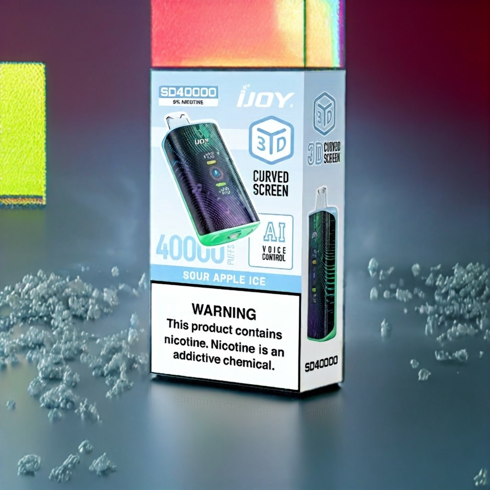 IJOY SD 40000 Puffs France Grossiste Vape jetable - Pomme Acidulée Glacée (750mAh, 20ML, Airflow Réglable)