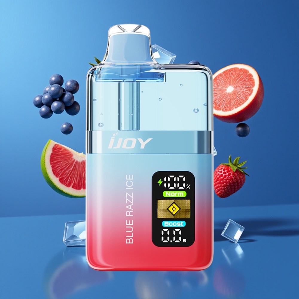IJOY XP50000 France Grossiste - Dispositif de Vape Jetable avec Double Mesh 0,4Ω, 50000 Bouffées, Batterie 1000 mAh, Airflow Réglable et Saveur Bleu Framboise Glacée