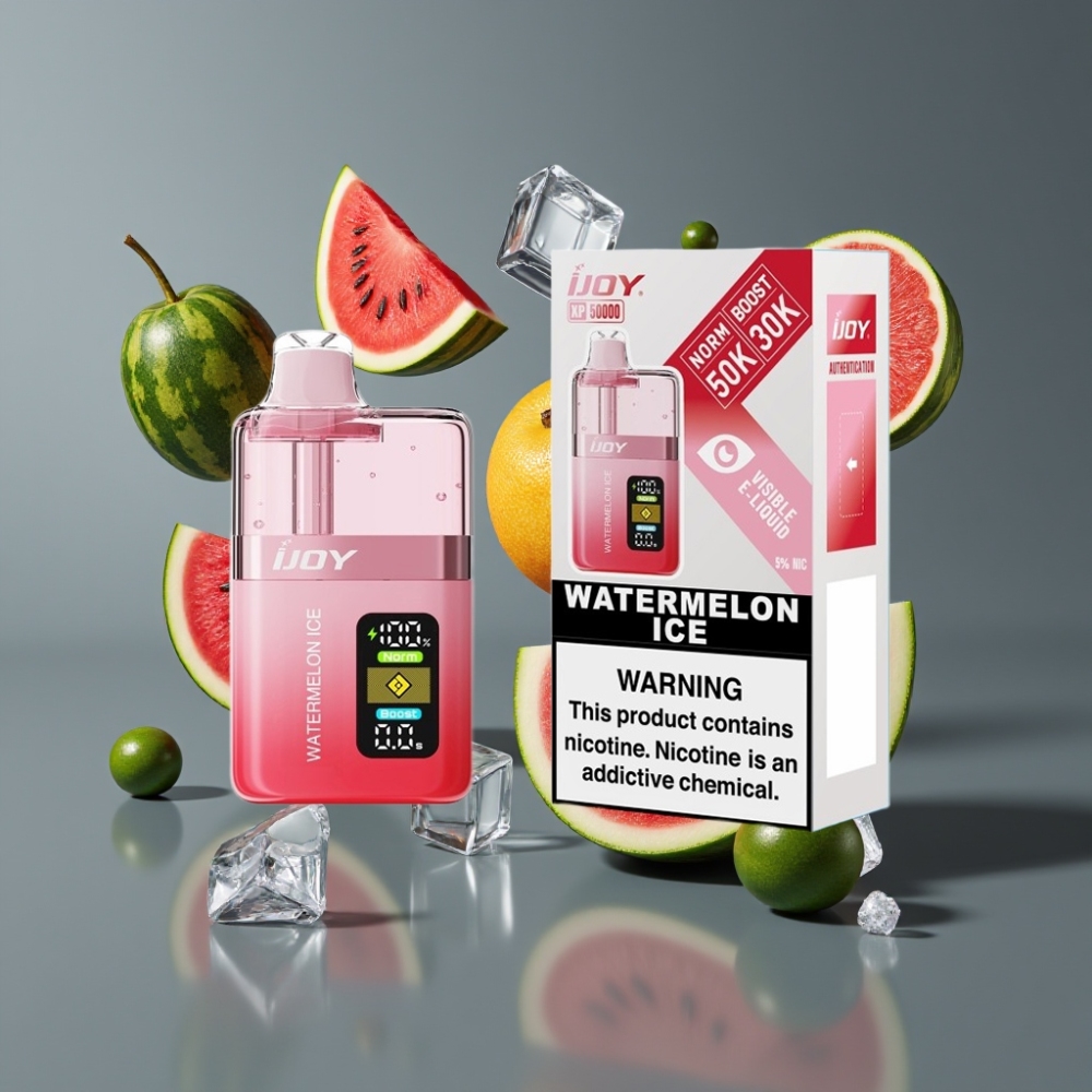IJOY XP50000 France Grossiste Vape Jetable Pastèque Glacée - 50000 Puffs, 50mg/ml, 1000mAh, Dual Mesh 0.4Ω