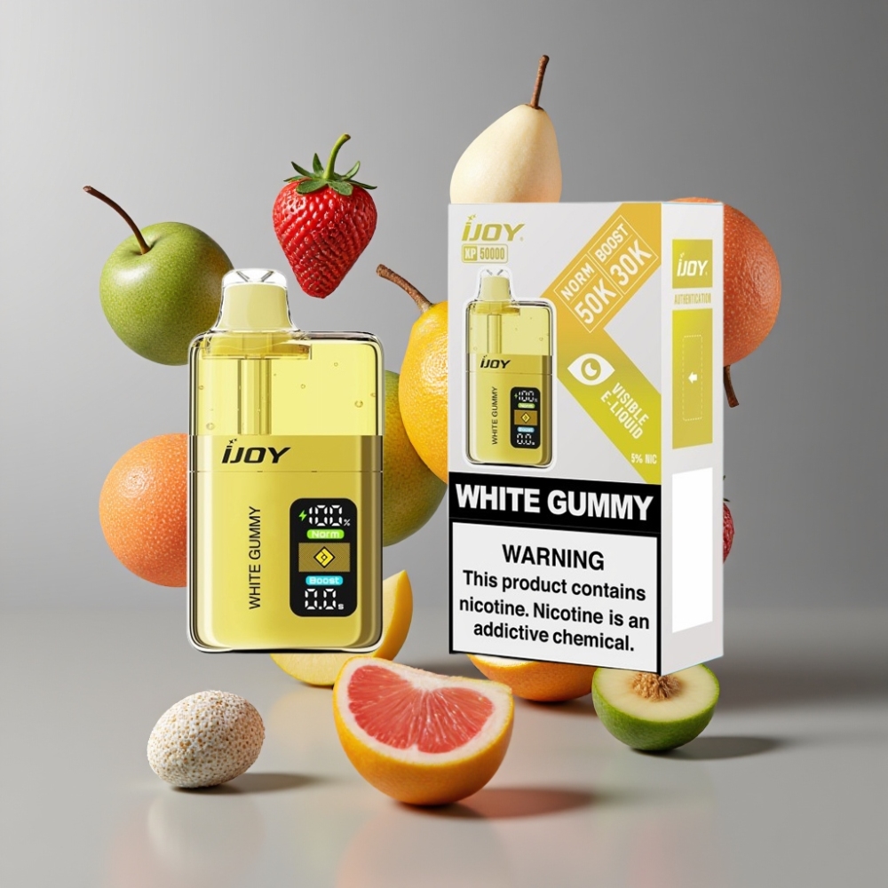 IJOY XP50000 France grossiste - Vape Jetable 50000 Bouffées, 50mg/ml, Double Mesh 0.4Ω, Airflow Réglable, Bonbon Blanc