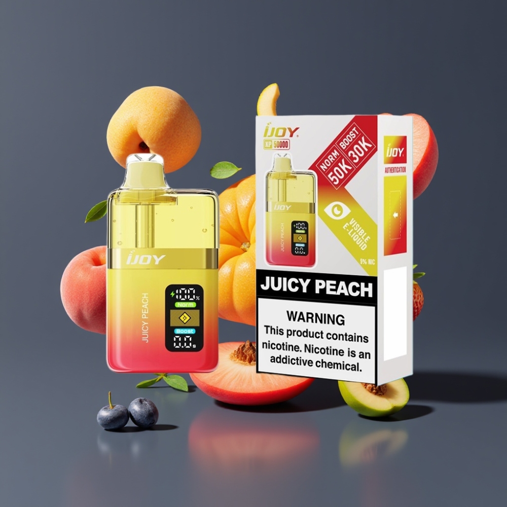 IJOY XP50000 Vape Jetable France Grossiste - Pêche Juteuse, 50000 Bouffées, 50mg/ml, 1000mAh