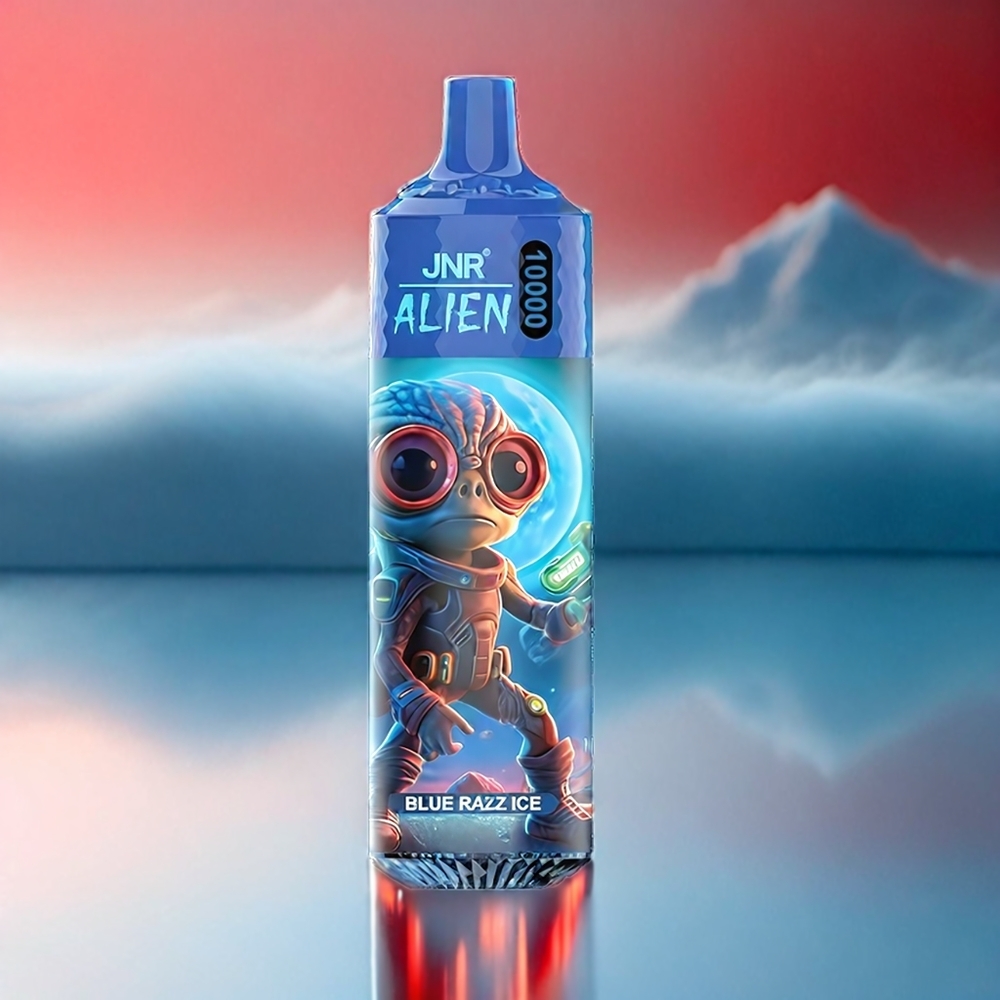 Jnr Alien 10000 Puffs France Grosiste - 850mAh, 20 ml e-liquide, charge Rapide Type-C, Design Sportif, LEDS RGB, Bleu Razz Glace