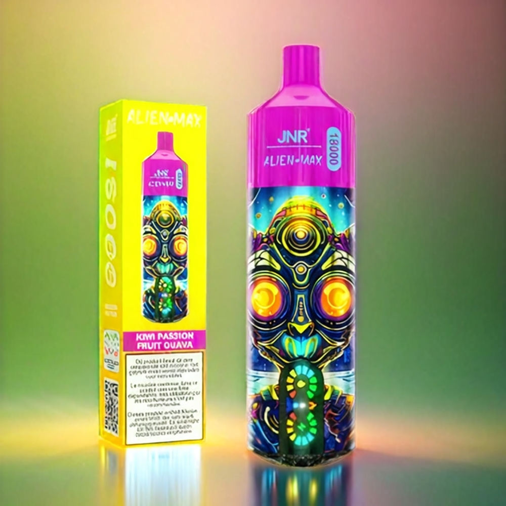 Jnr Alien Max 18000 Puffs France Grosiste - Affichage LED Intelligent, Double Mesh Coil, 28ML E-Liquide, Kiwi Fruit de la Passion Goyave