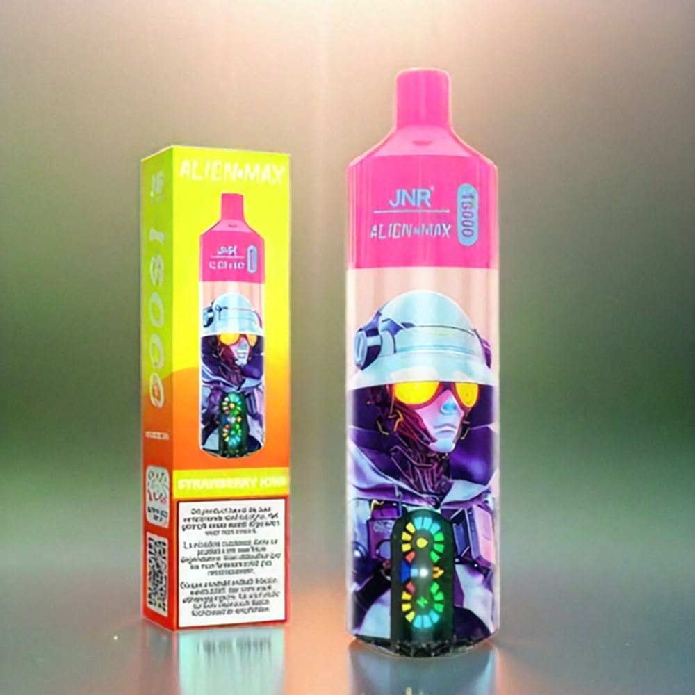 Jnr Alien Max 18000 Puffs France Grosiste Avec Affichage LED Intelligent, Double Mesh Coil et Double Cœur, 20 sauvegardes Impressionnantes Don't Flood (Strawberry) Iowi