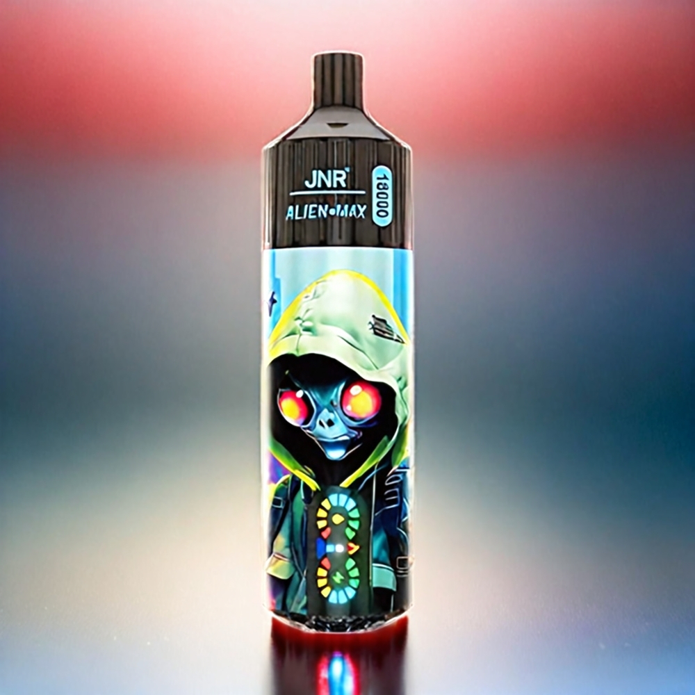 Jnr Alien Max 18000 Puffs France Grosiste Avec Écran LED Intelligent, Double Mesh Coil et Double Cœur, 28ML E-Liquide, Charge Rapide Type-C, Saveur Myrtille Framboise Bleue