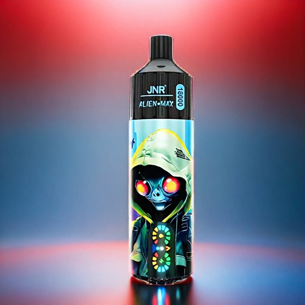 Jnr Alien Max 18000 Puffs France Grosiste - Double Mesh et Double Cœur, batterie 850mAh, Affichage LED Intelligent, 20 sauvegardes, charge Rapide Type-C, Bleu Framboise Cerise.