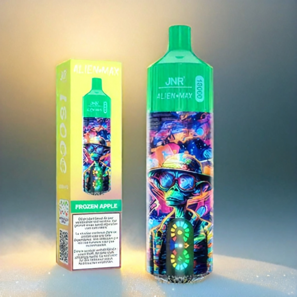 Jnr Alien Max 18000 Puffs France Grossiste AVEC Affichage LED Intelligent, double bobine en filet, 28 ml e-liquide et pomme gelée