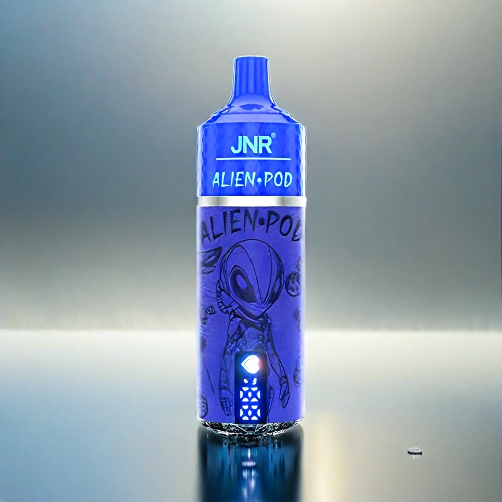 JNR Alien Pod 13000 Puffs France Grosiste Affichage Affichage Batterie & Liquide, Cœr Mesh, charge Rapide Type-C et 20 ml e-liquide - Myrtille Glace (Blueberry on Ice)