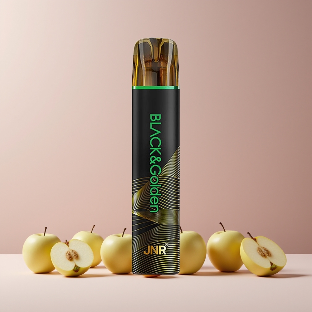 JNR Black&Golden 600+200 Puffs Disposable Vape Pomme Acidulée - France grossiste - 2ml, 2% Nicotine, TPD Certified, 550mAh