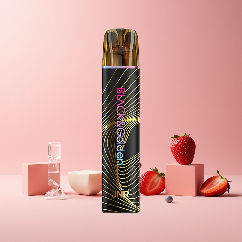JNR Black&Golden 600+200 Puffs France grossiste - Batterie 550mAh - 2ml E-Liquide - 2% Nicotine - Fraise Glacée
