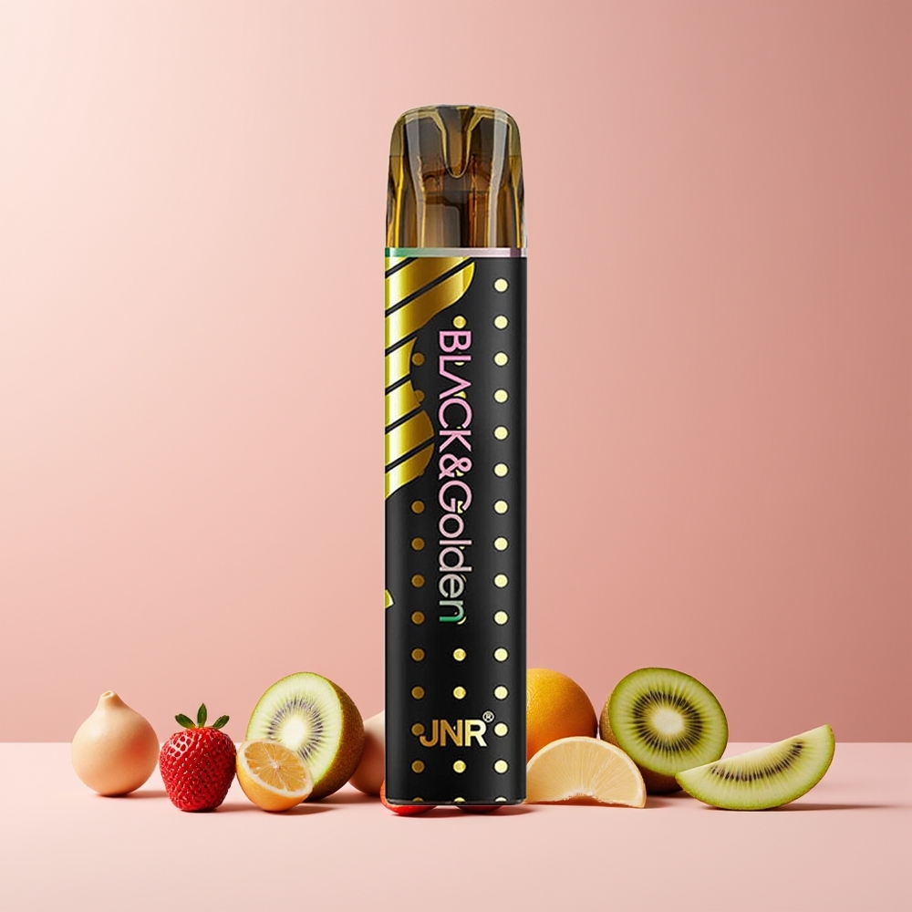 JNR Black&Golden 600+200 Puffs France grossiste Disposable Vape Fraise Kiwi 2ml 2% Nicotine TPD