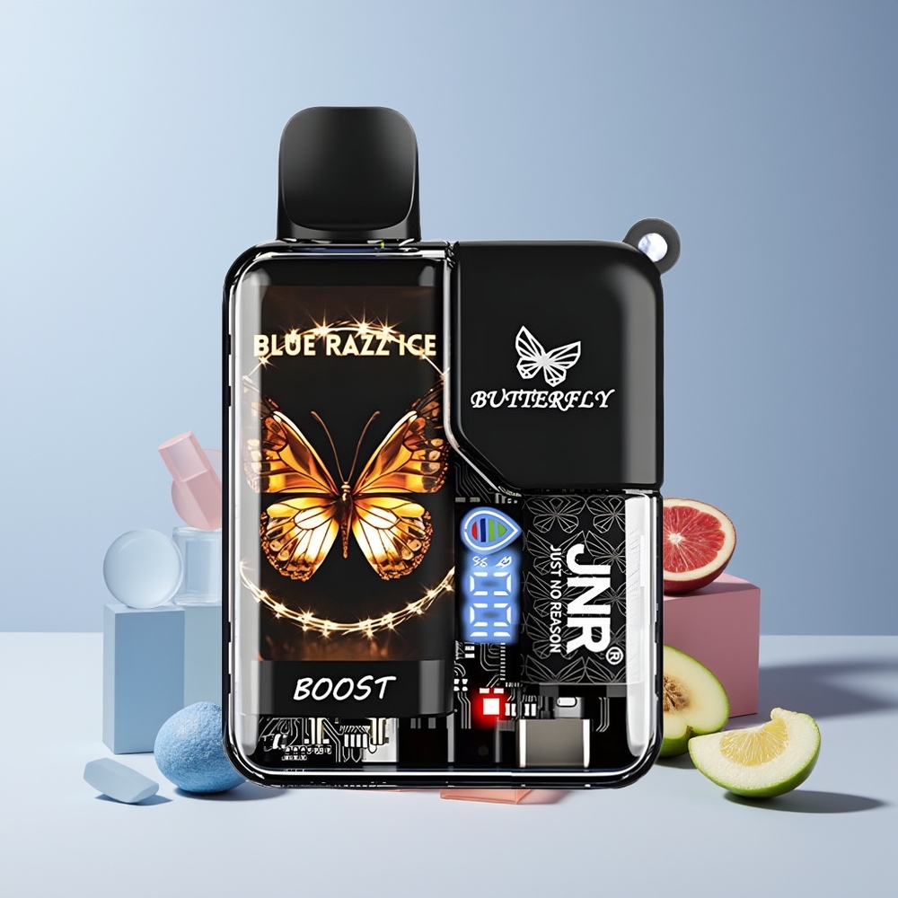 JNR Butterfly 8500 Puffs France Grossiste - 1200mAh, 15ml, 0%/2%/5% Nicotine, Bleu Framboise Glace