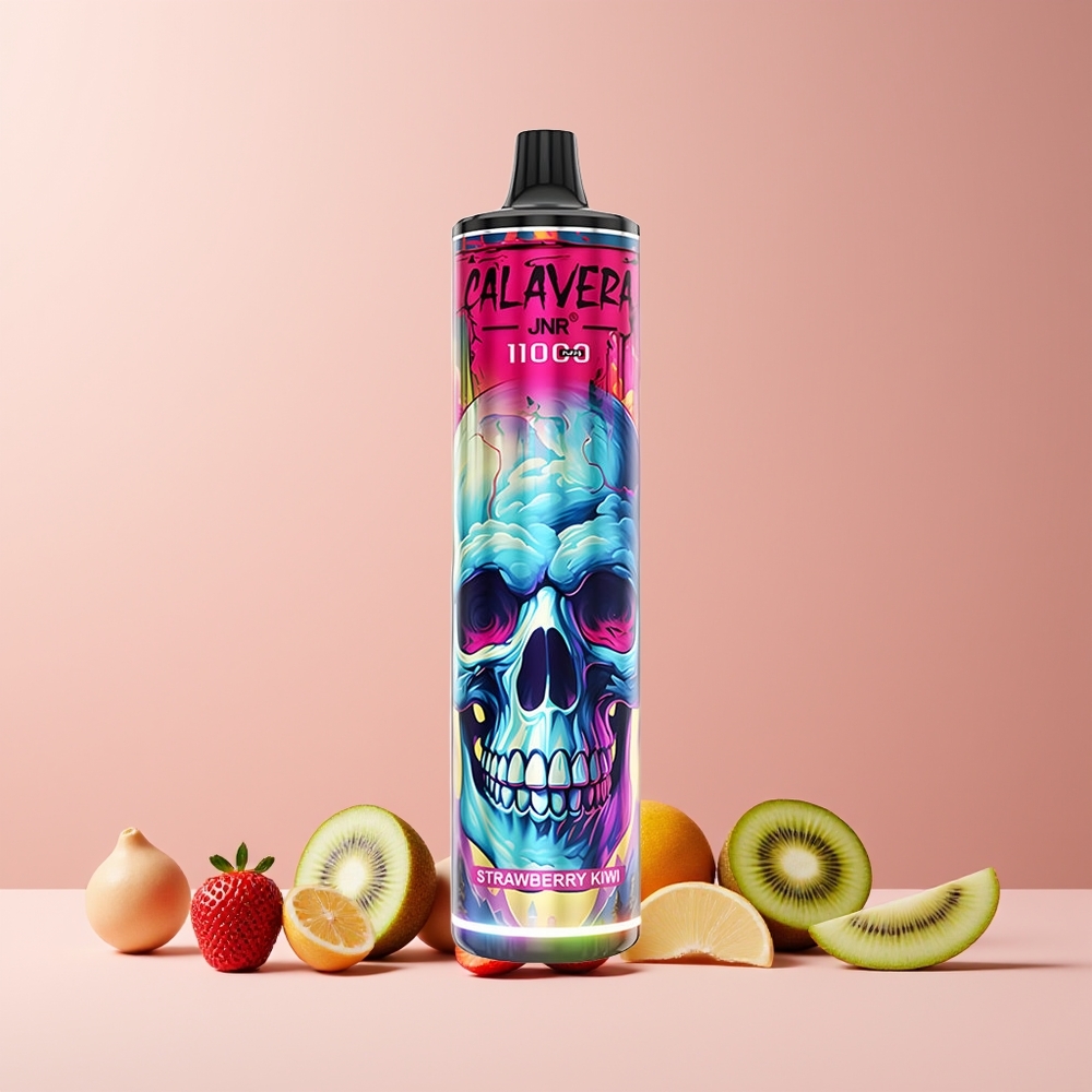 JNR Calavera 11000 Puffs France Grossiste - Fraise Kiwi, Port Type-C, 850mAh, 21ml, 1.0ohm Mesh Coil