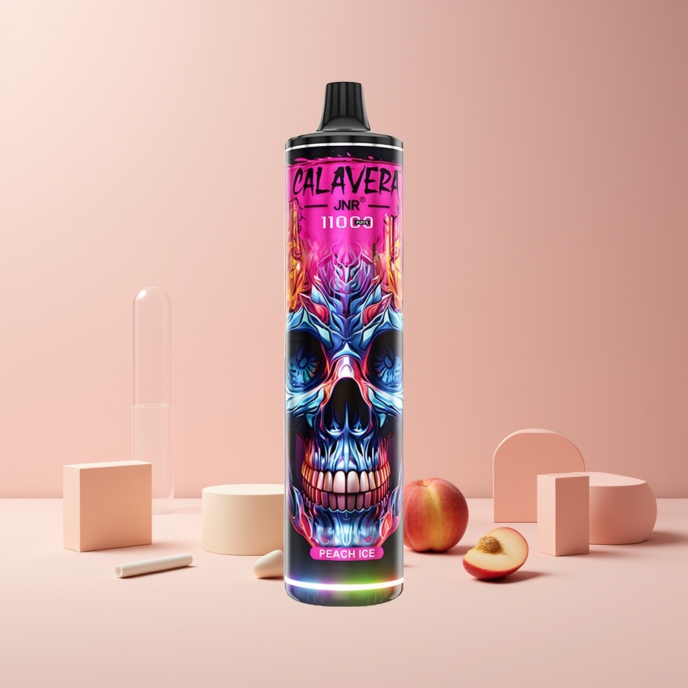 JNR Calavera 11000 Puffs France Grossiste - Recharge Type-C, 850mAh, 21ml, 0%/2%/5% Nicotine, Pêche Glacée