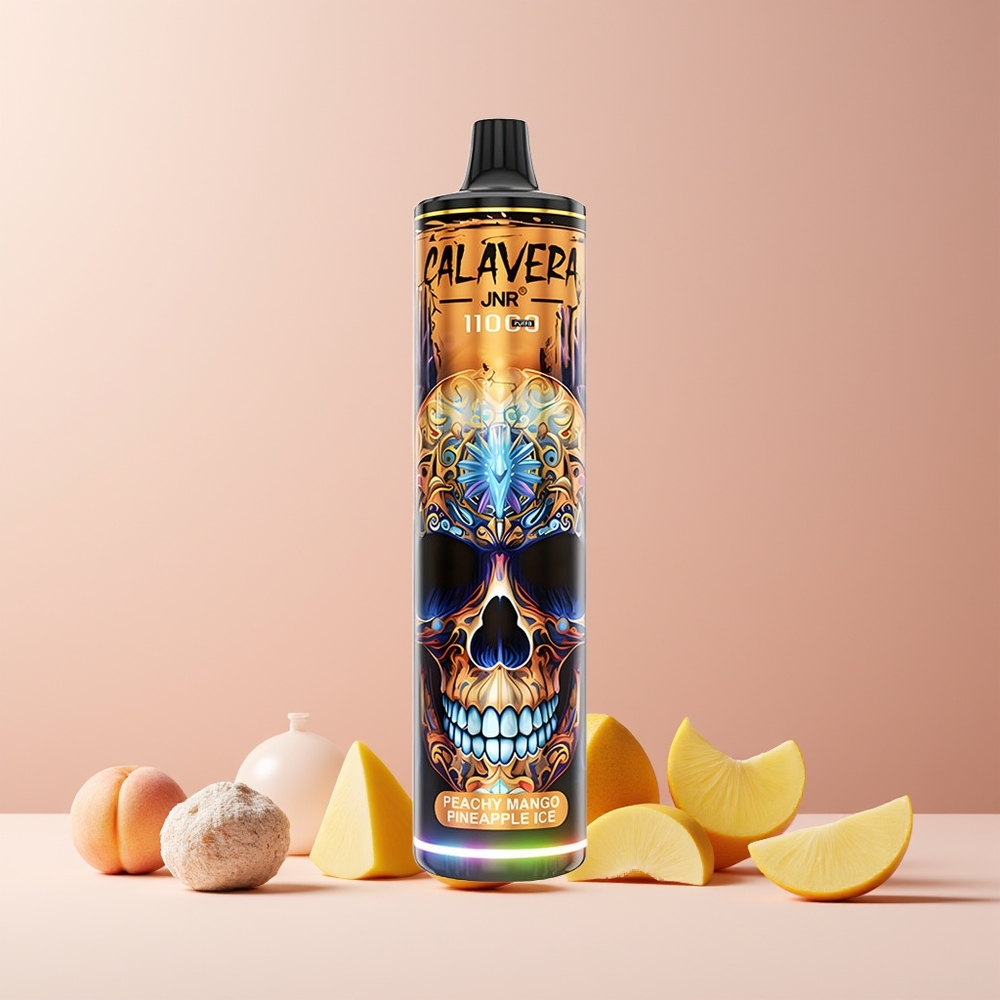 JNR Calavera 11000 Puffs France Grossiste - Recharge Type-C, 850mAh, 21ml, 1.0ohm, Pêche Mangue Ananas Glacé