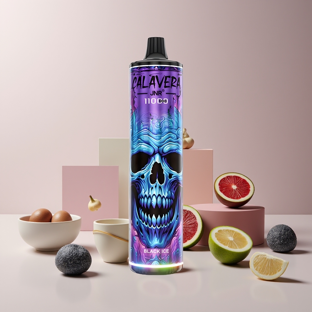 JNR Calavera 11000 Puffs France Grossiste - Rechargeable Type-C, 850mAh, 21ml, 1.0ohm Noir Glace