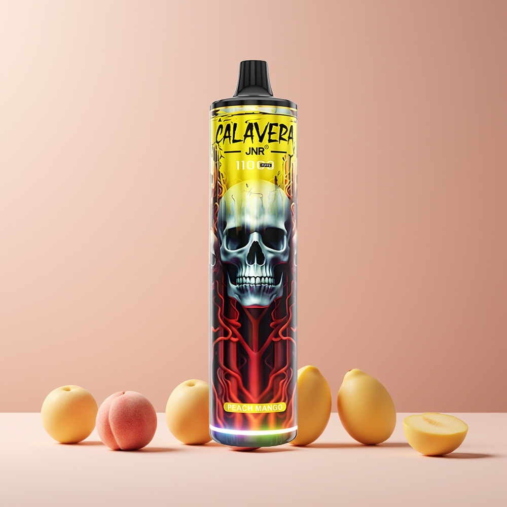 JNR Calavera 11000 Puffs France grossiste - Recharge Type-C, 850mAh, 21ml, 0%/2%/5% Nicotine, Pêche Mangue