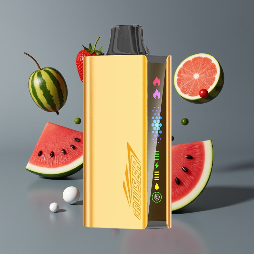 JNR Cruiser 12000 Puffs France Grossiste - Sans Recharge, Batterie Intégrée 3500 mAh, Écran Animé, Aluminium, Fraise Noix de Coco Pastèque