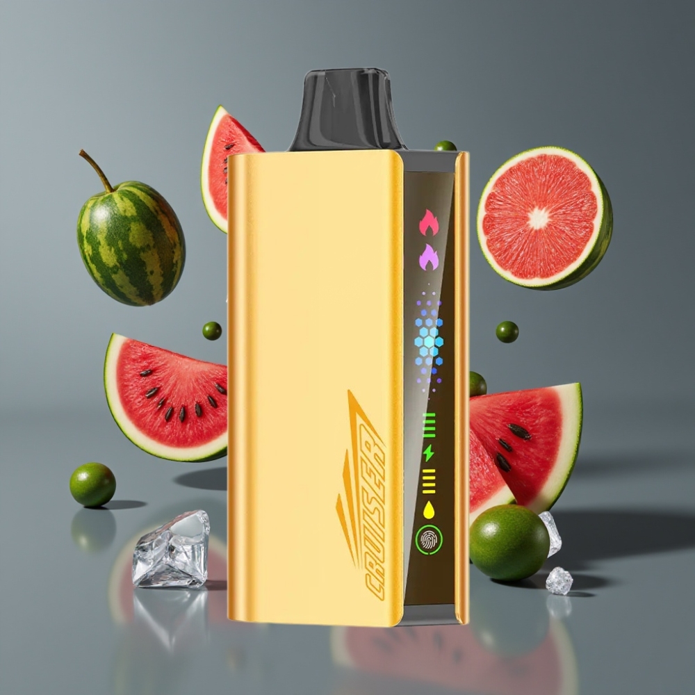 JNR Cruiser 12000 Puffs France Grossiste Sans Recharge - Pastèque Glacée - Batterie 3500 mAh, Ecran Animé, Corps en Aluminium
