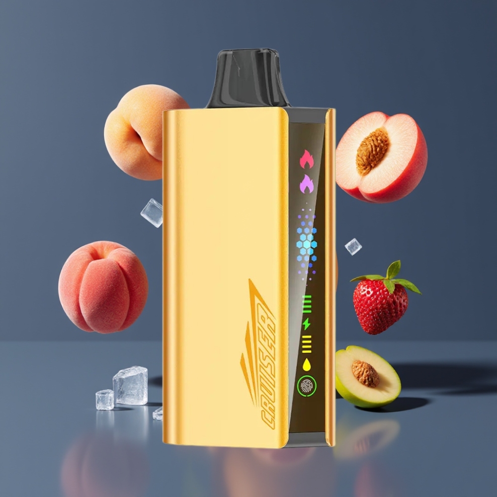 JNR Cruiser 12000 Puffs France Grossiste Sans Recharge Vape Jetable avec Batterie 3500 mAh, Écran Animé et Pêche Glacée