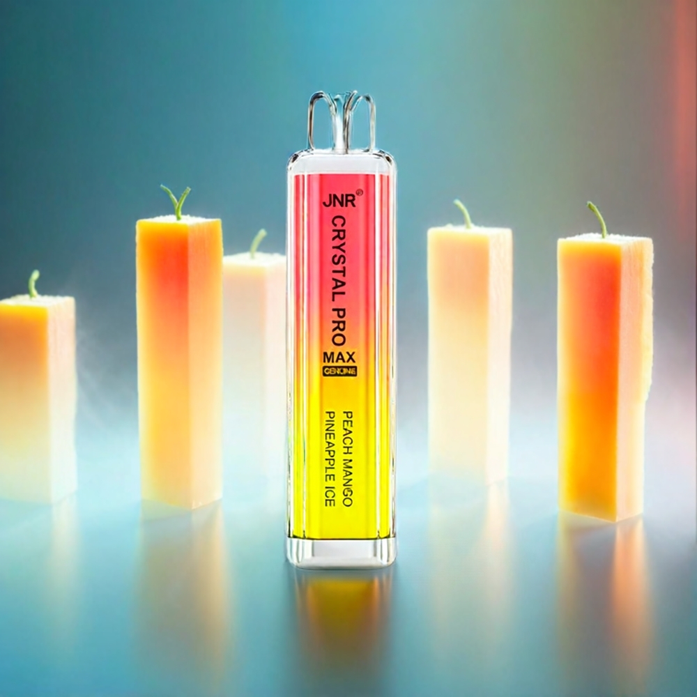 Jnr Crystal Pro Max 5000 Puffs France Grosiste - 1400mAh, 12 ml, bobine 1,0 ohm, Pêche Mangue ananas Glacé