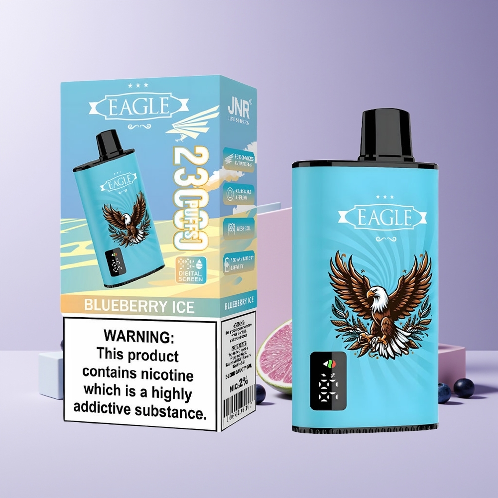 JNR EAGLE Smart 23000 Puffs France Grossiste – Écran Digital, Bobine Mesh 1.0ohm, Batterie 750mAh, Glace à la Myrtille